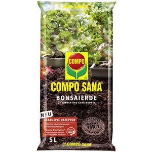 Compo Blumenerde  SANA Bonsaierde, für Zimmer- und Gartenbonsais, mit Dünger, 5 Liter
