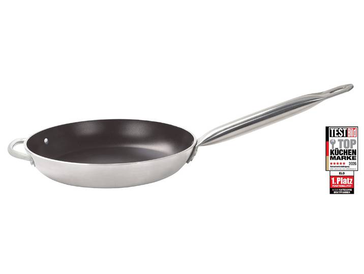 Bratpfanne ELO Bistro Line , silber, B:42,5cm H:6cm L:74cm Ø:40cm, Pfannen, Bratpfanne, langer, handlicher Edelstahl Profi Griff, Induktion