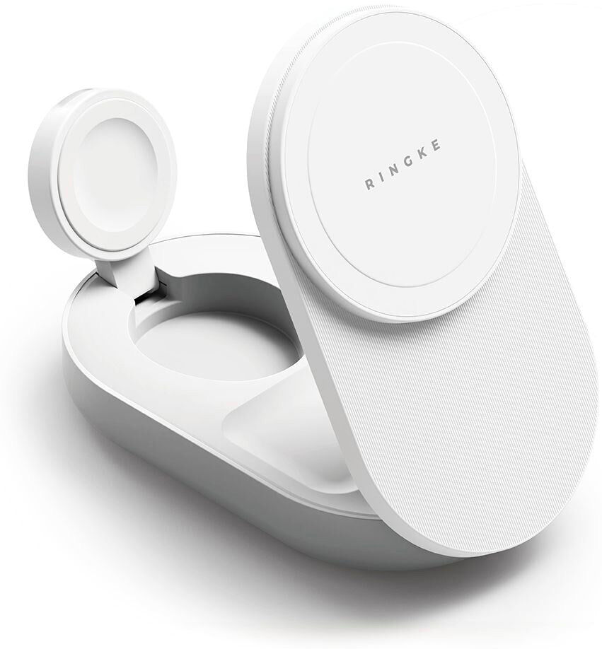 Ringke - 3-i-1 Qi2 25W Trådløs Oplader - Foldbar - MagSafe Kompatibel - Hvid
