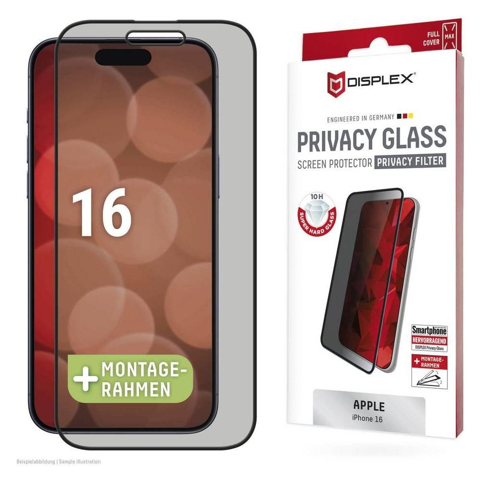Displex Privacy Glass, Privacy Full Cover Panzerglas (1 Stk., Apple iPhone 16) (02016)