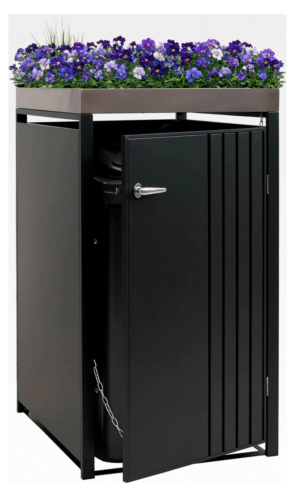 Mülltonnenverkleidung mit Pflanzkasten, Metall 125x68x84cm 35kg - anthrazit