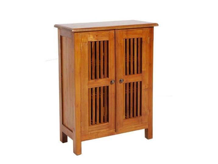 MACABANE AYAN - Meuble marron 2 portes persiennes bois Teck