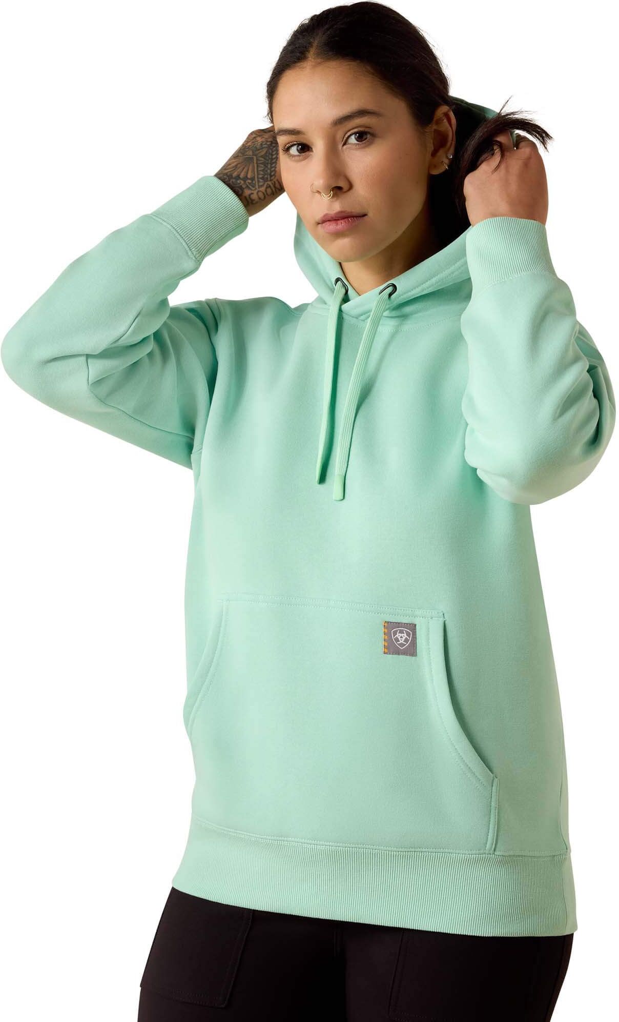 Women's Rebar Lightweight Graphic Hoodie in Lichen, Size: 3X by Ariat