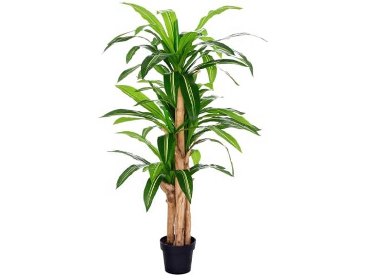 Outsunny Dracaena artificiel 160cm en pot 66 feuilles Ø20x160cm Vert Plante artificielle\, mousse\, arbre tropical\, décoration pour jardin balcon bureau salon