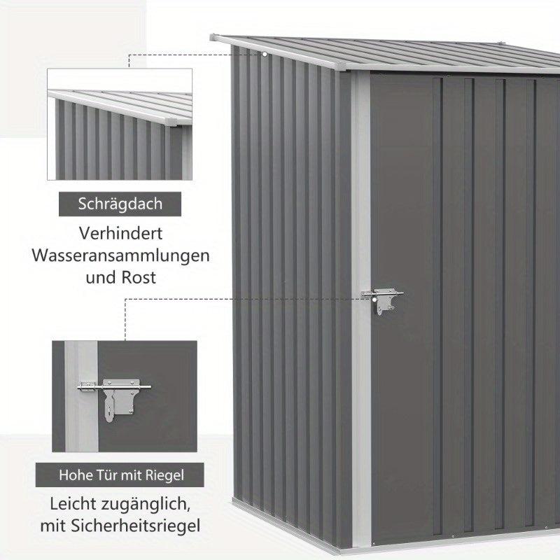 Gartenhaus - Metallischer Außenschrank - 92 x 103 x 160 cm - Wetterbeständig mit geneigtem Dach