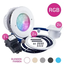 Pool Licht Premium, 2er Set,  LED-RGB, 12V, BWT, Blende weiß