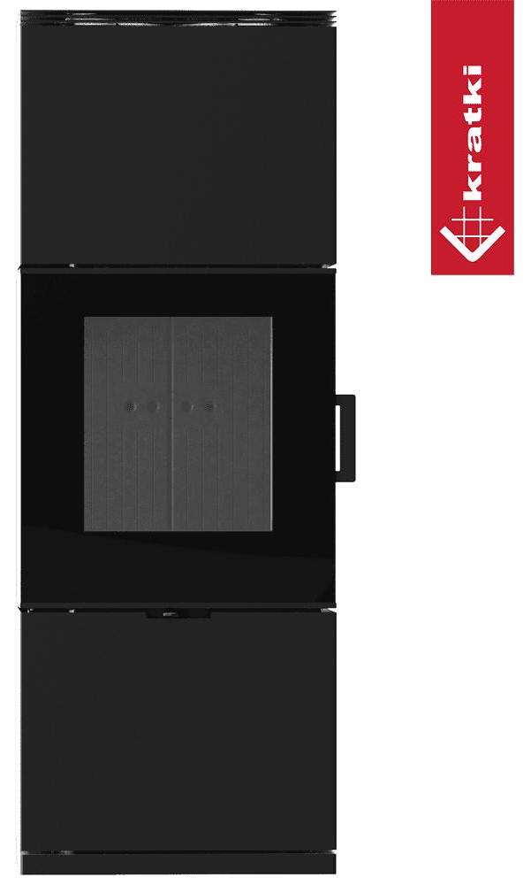 Kaminofen aus Stahl KRATKI INGA 8 kW Ø 150 schwarz Thermotec mit Türverschluss