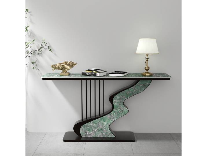 Table d'entrée tendance, console moderne de style nordique et farmhouse, table en bois pour hall d'entrée, meuble de salon