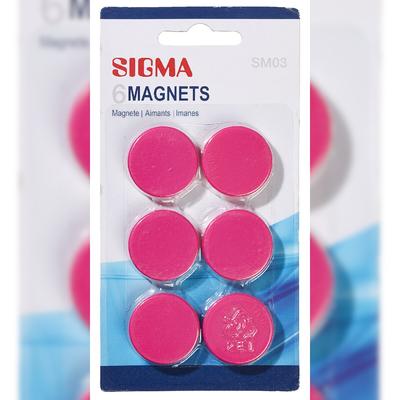 SIGMA Magnete, Polystyren, Ø 3.2 cm, rosa, 6 Stück