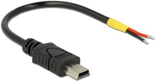 Delock USB-Kabel USB 2.0 USB-Mini-B Stecker, offene Kabelenden 0.10m Schwarz 85251