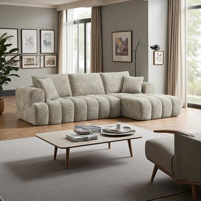 "108.2"" Chenille L-Shape Luxury Oversized Sectional Sofa with Sleeper Function and No Assembly Required"