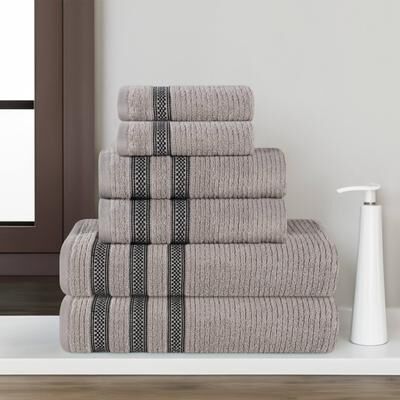 Superior Brea Zero Twist Cotton Ribbed Modern 6 Piece Bathroom Towel Set