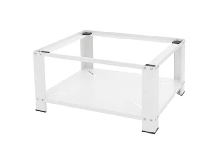 ML-Design Waschmaschinen Untergestell mit Ablage 63x54 cm Stahl Weiß bis 150kg, Waschmaschinen-Unterschrank, Stabiler Waschmaschinensockel, 32cm hohes Podest Erhöhung Unterbau für Trockner/Kühlschrank