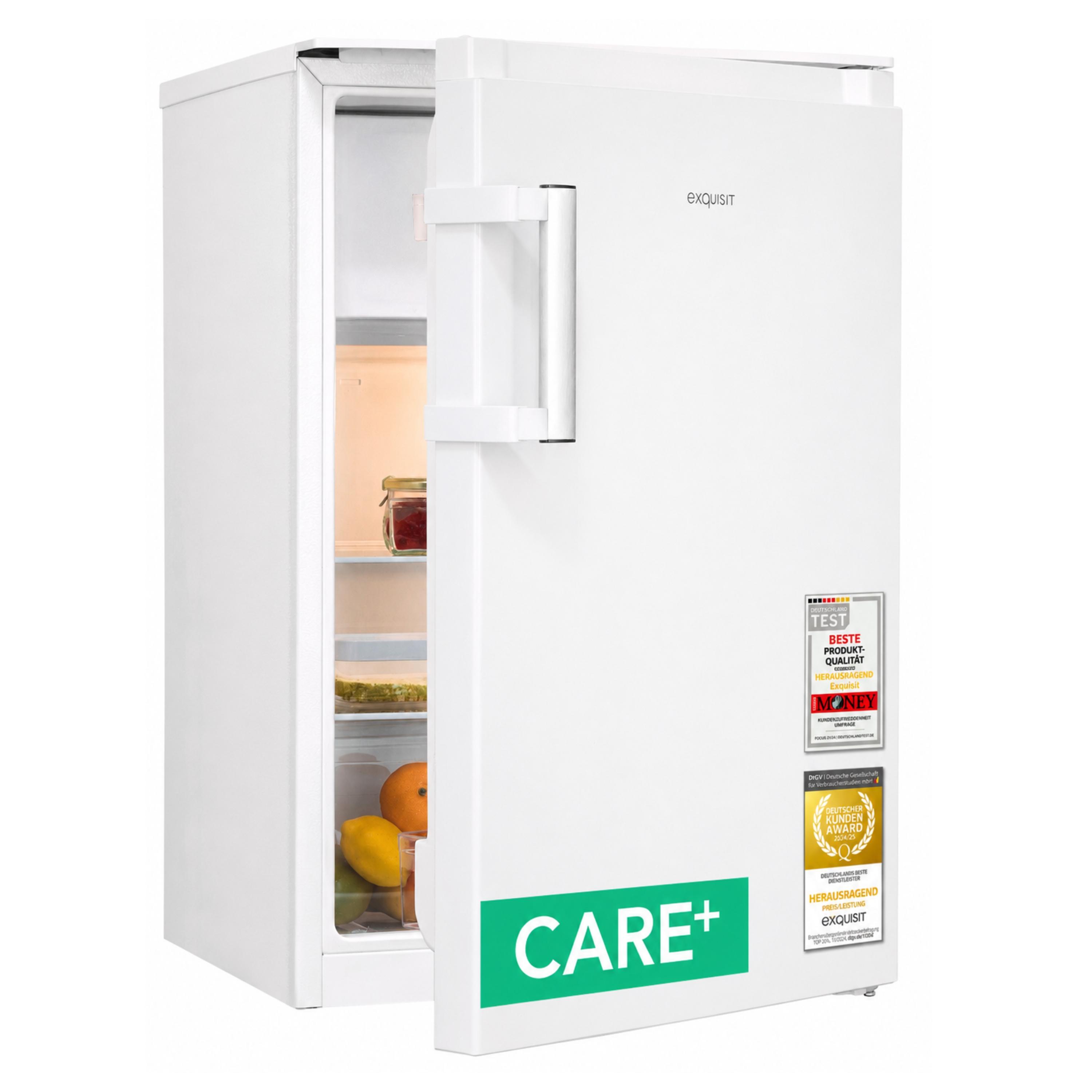 Exquisit Kühlschrank 121 l | 4-Gefrierfach 15 l | Super-Kühl-Modus | elektronische Temperaturregelung | KS16-4-HEA-090E Care weiss | Weiß