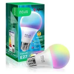 Nous P3Z Smarte Glühbirne, ZigBee 3.0, RGB, E27, 810lm, 2700-6500K, 25000 Stunden, IP20, 9W