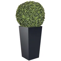 WellHome - Hoher Topf 35L Urbi Square in Anthrazit mit Buchskugel 36 cm