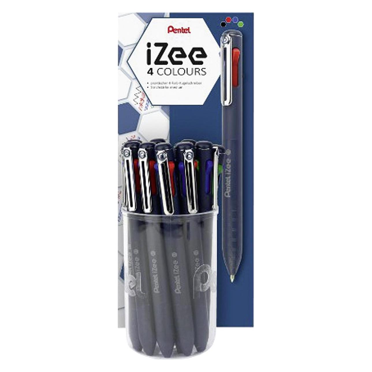 Pentel Mehrfarb-Druckkugelschreiber iZee, dunkelblau (1x) (BXC470-DC)