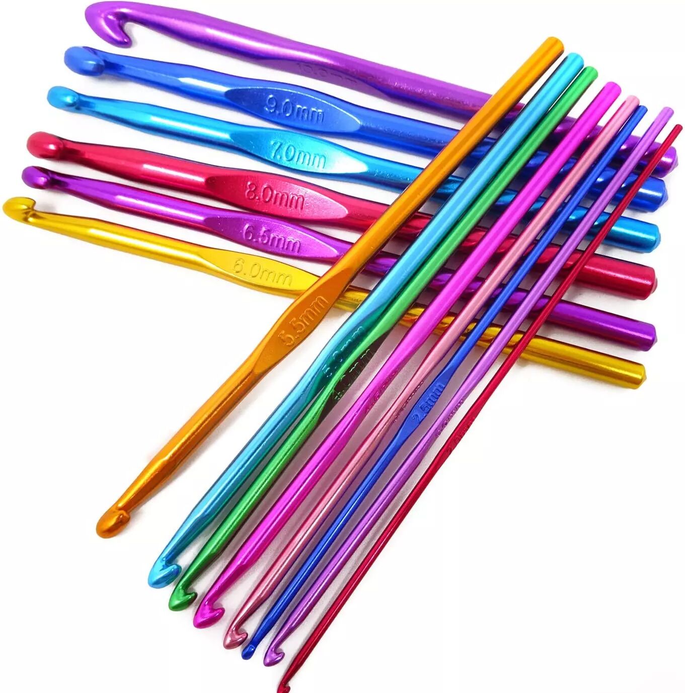 INF Crochets en aluminium de différentes couleurs et tailles, 14 pièces