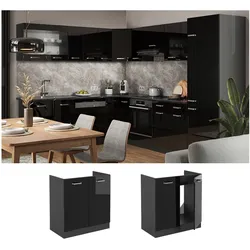 Vicco Spülenunterschrank Küchenschrank R-Line Solid Anthrazit Schwarz 80 cm modern