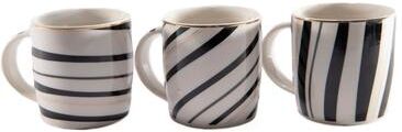 IH Casa Decor Ceramic Mugs Asstd Black Stripes - Set of 3