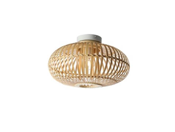 LUSSIOL - luminaire Manille\, plafonnier en métal et bambou\, abat-jour naturel\, lampe de plafond pour salle de bain\, chambre\, restaurant\, entrée\, couloir\, E27\, diam. 38cm