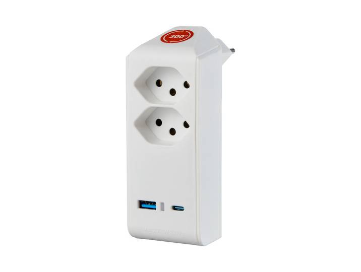 Brennenstuhl Abzweigstecker 2x T13 + USB A/C weiss