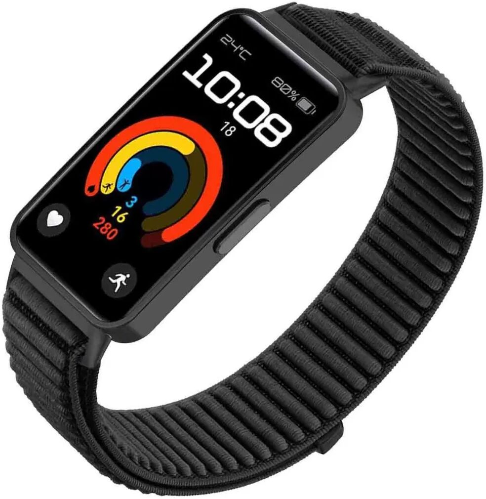 INF Nylon-Armband kompatibel mit Huawei Band 8/9/10 - Verschiedene Farben verfügbar Schwarz