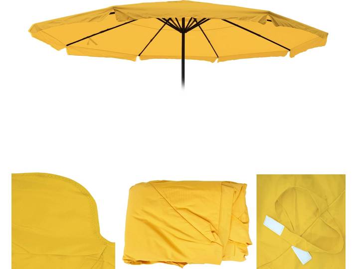 Ersatz-Bezug für Sonnenschirm Meran Pro, Gastronomie Marktschirm mit Volant Ø 5m, Polyester gelb