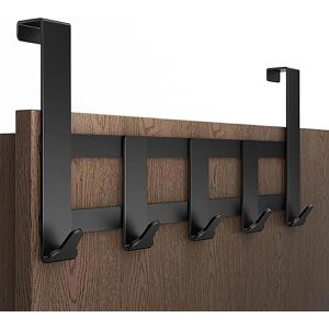 4smile Türhaken für Außenseite, mit 5 Haken, schwarz, aus Edelstahl, 32 cm Hakenleiste zum Einhängen