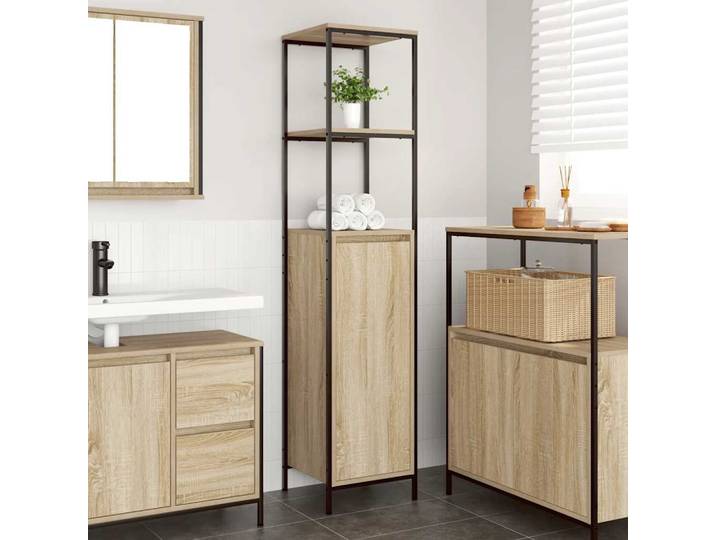 vidaXL Badschrank mit Regalen Sonoma-Eiche 36x35x165 cm