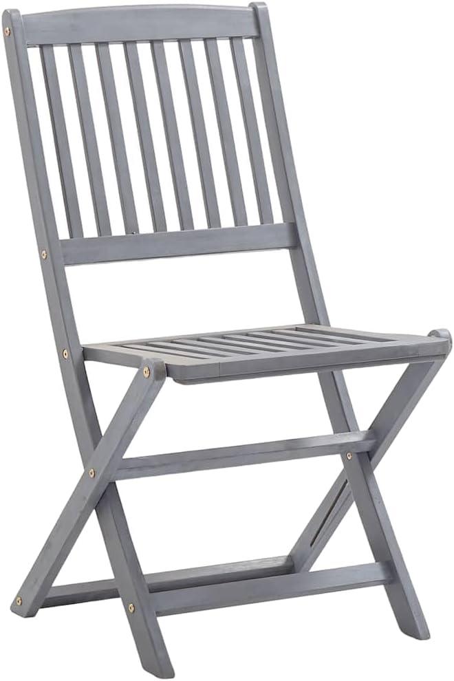 4er-Set klappbare Gartenstühle aus massivem Akazienholz, grau lackierte Essstühle für Terrasse und Veranda, wetterfestes Hartholz, platzsparend zusammenklappbar und bis 110 kg belastbar