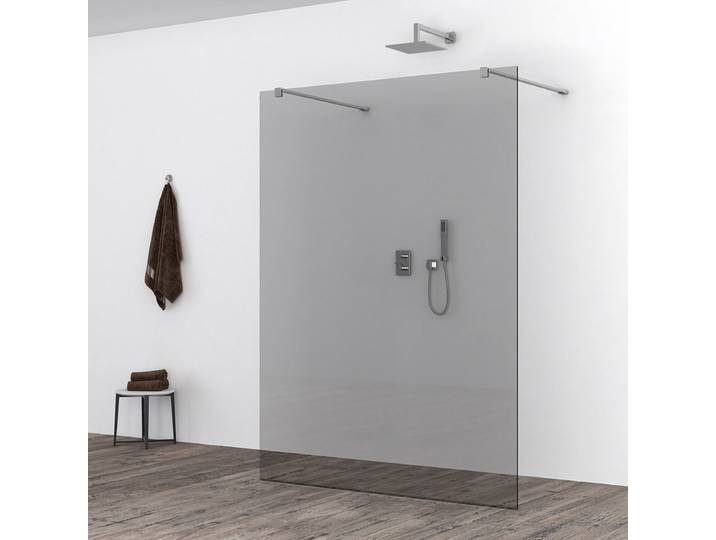 Wiesbaden Slim Inloopdouche Glasplaat - 160x200cm - 8mm - Rookglas - Nano Coating