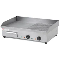 Ristoattrezzature Fry Top Elektro-Aufsatzgrill – professionell – Edelstahl – 1/2 glatte, 1/2 gerippte Platte – 4,4 kW – 73 x 50 x 23 h cm