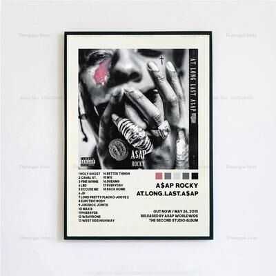 Uplift Essentials ASAP Rocky Testing Album Poster Iconic Rap Music Wall Art & Tracklist Canvas Print For Home Decor style 13 19.7 X 27.6 In
