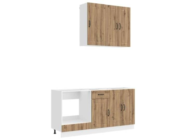Makastle Küchenzeile 5-teilig, Artisan-Eiche, Holzwerkstoff, mit Wandschränken und Unterschränken, höhenverstellbare Füße, Wandmontage