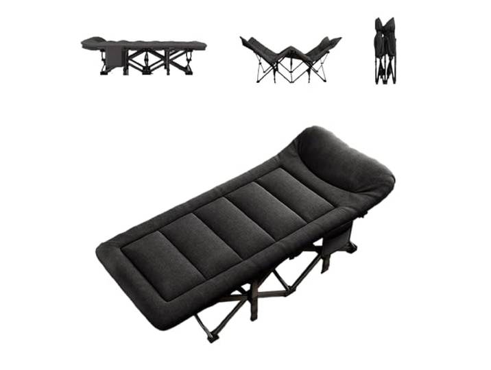EBzvblxm Klappbett mit Stahlrahmen und Matratze Mehrfarbig, mehrere Größen, Zuhause, Büro, Nickerchen, Outdoor-Gäste: Schlaflösung mit Stahlrahmen(Black)