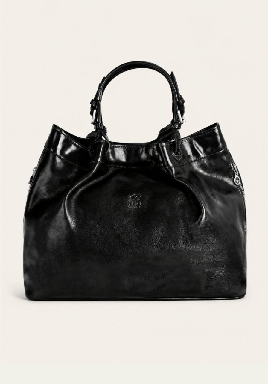 Tragetasche Handtasche aus Leder - Die Ikone Schwarz -