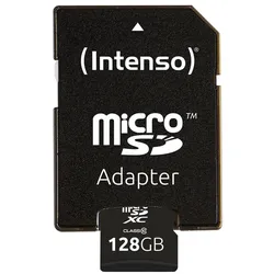 Intenso Speichermedien für iPhone 16 Pro Max, Ordro M5, G730, AX10, AZ50, M3, AX60 (128 GB, microSDXC, U1, UHS-I), Speicherkarte, Schwarz