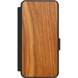 Nivocase Klapphülle für Samsung Galaxy S25 Edge Handyhülle aus Kunst Leder NIVOflip schwarz Holz Holzoptik (Samsung Galaxy S25 Edge), Smartphone Hülle, Schwarz
