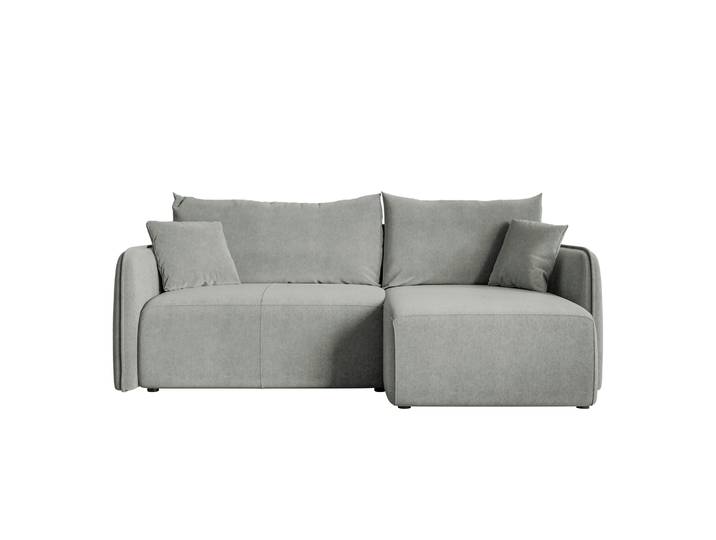 Ecksofa mit Schlaffunktion Mavio, L-förmig, hellgrau, mit