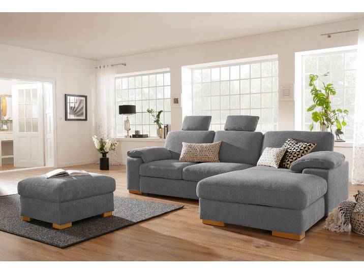 Ecksofa, Grau, 277x172 cm, Luxus-Microfaser, Mit Bettfunktion, Modern, Home-affaire