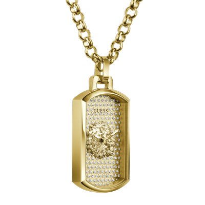 Kettenuhr GUESS "KANE", gold (goldfarben), Taschenuhren, Damen, Quarzuhr, Damenuhr, Herrenuhr,Kettenlänge verstellbar,Edelstahlgehäuse