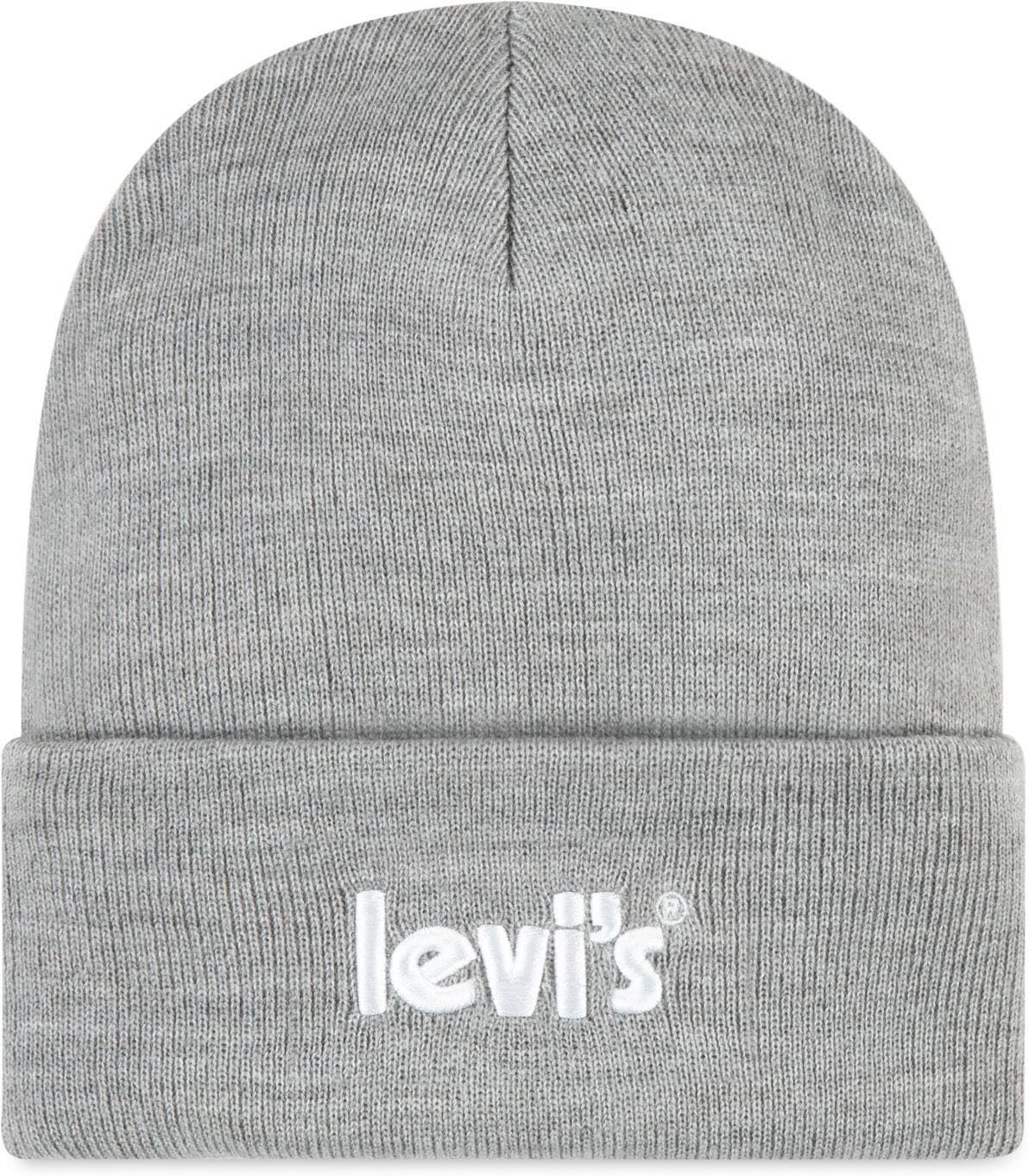 Beanie LEVI'S KIDS "LAN POSTER LOGO BEANIE", Kinder, dunkelgrau he, Kunstfaser, Mützen Beanie, UNISEX dunkelgrau he Einheitsgröße
