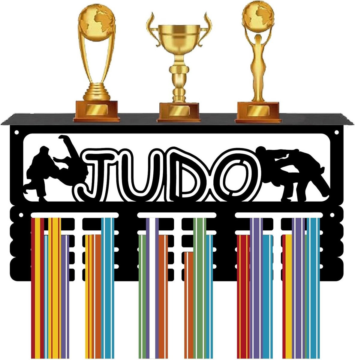 Medaillehouder voor Judo - Trofee Plank met Haken voor Meer dan 70 Medailles