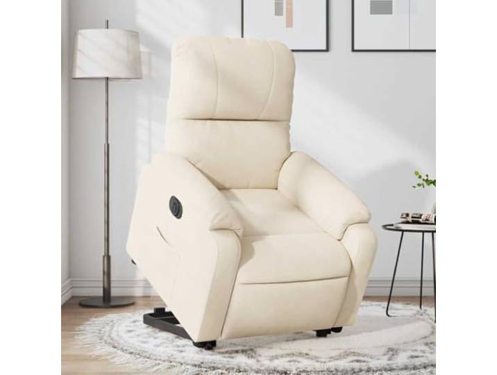 IBUQDDV Elektrischer Relaxsessel mit Aufstehhilfe, Beige Mikrofaser, Seitentasche, 135 Grad Neigung, Holz- und Metallrahmen, pflegeleichtes Mikrofaser, Fernsehstuhl