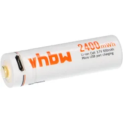 Akku-Zelle 3,7V 650mAh Li-Ion passend für AA Akku mit Micro-USB Anschluss
