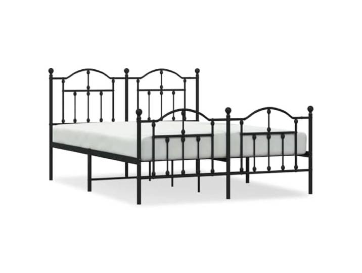KKgypkn Metallbett 150x200 cm Bettgestell schwarz mit Kopf- und Fußteil, Stahlbett mit Lattenrost und Mittelfüßen, robuste pulverbeschichtete Stahlkonstruktion für Schlafzimmer