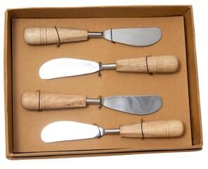 BIDK Home Set of 4 Mango Wood Spreaders -ST - SHINY AND NATURAL