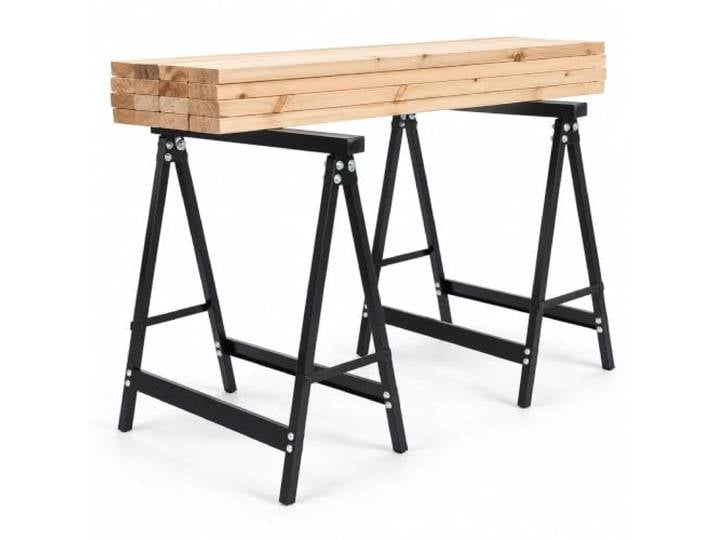 Relaxdays\, tréteau\, pliable\, en acier\, en lot de 2\, noir pour atelier\, chevalet de sciage\, H x l x P : 80 x 37 x 78 cm