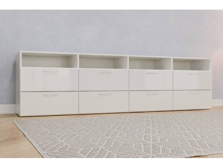 TV-Möbel nach Maß - RAL 9016 Verkehrsweiß - 77x279x52cm - Individuell konfigurieren